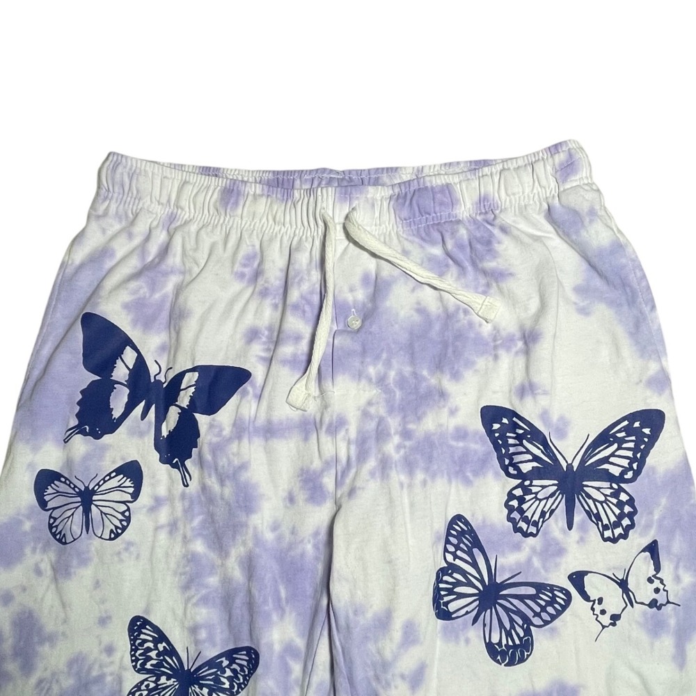 Ripple Tie Dye Butterfly Pajama Pants Lounge Sleepwear Lavender White Size‎ L
